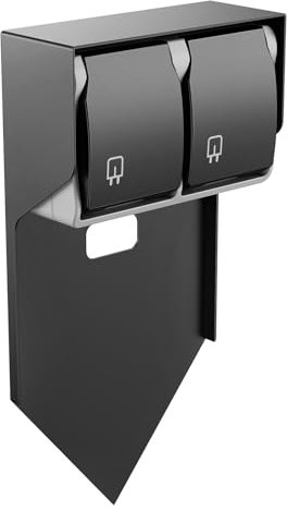 Colonna a 2 prese da giardino, presa da giardino, impermeabile, colonna esterna con classe di protezione IP44, colore nero