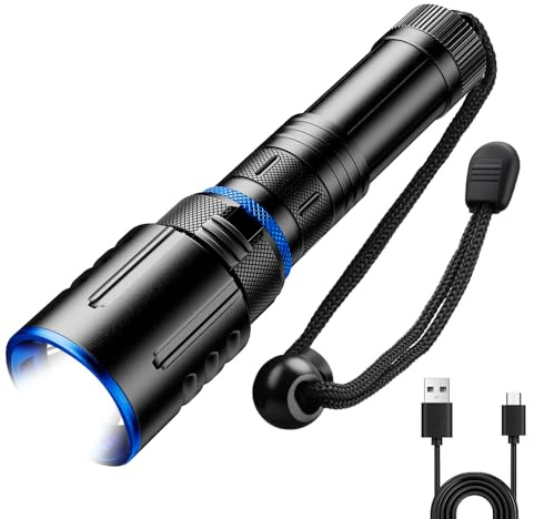 SHiLiPAi Linterna de buceo, linterna submarina LED de 2000 lúmenes, recargable, impermeable, luz submarina para buceo nocturno en cuevas de mar profundo