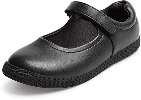 festooning School Shoes for Girls Mary Jane Uniform Flats Black Dress Shoes for Little Big Kids Size 3