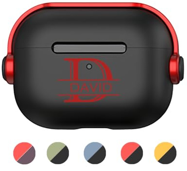 Schutzhülle für Airpods Pro 3. Generation und 3. Generation 2025, personalisierbar, Monogramm, Kopfhörer-Abdeckung mit Schlüsselanhänger, kabellose Ladehülle mit Musik-Headset-Schloss