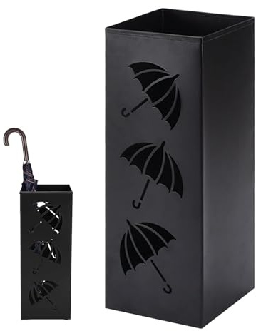 Paragüero de Metal, 42 x 16 x 16 cm, 1 Pieza Soporte de Paraguas, Paragueros Modernos, Paragüero Cuadrado de Metal, para el Hogar, Hotel, Oficina, Entrada de Pasillo(Negro)