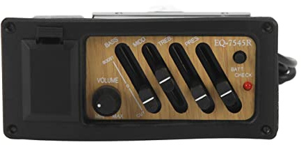 Tonabnehmer für Akustikgitarre, 4-Band-EQ-Vorverstärker mit | Anpassbare Bass- und Höhenregelung, vorverkabelte Schnellinstallation, robustes Kunststoffgehäuse, inklusive Montagezubehör