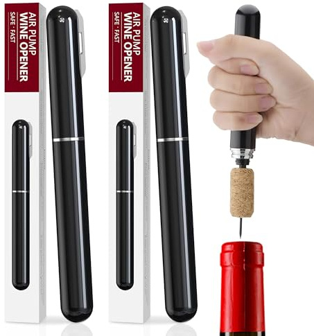 Zssxysm 2 Pièces Tire-Bouchon Pompe à Air 2-en-1 avec Coupe-Capsule, Ouvre-Bouteille à Pression d'air pour Bouteilles de Vin pour Maison, Restaurant, Fête, Cadeaux pour les Amateurs de Vin (Noir)