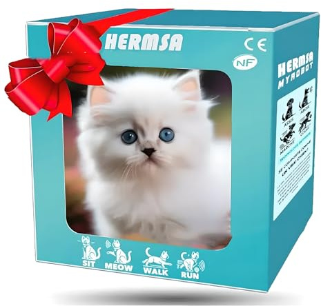 2025 Realistic Robot Cat, Interactive Robotic Kitten with Soft Fur, Smart Walking Meowing & Tail Wagging, Lifelike Pet Toy for Kids Girls