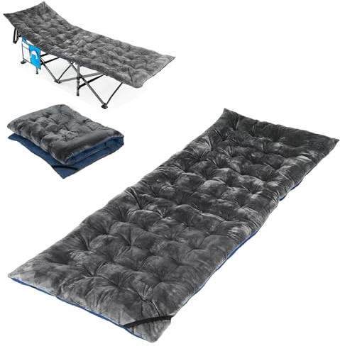 GYMAX Liegenauflage, Auflage Gartenliege 190 x 70 x 7 cm, Auflage Sonnenliege, Feldbett Auflage mit Einstellband für Deckchair, Gartenmöbel & Reisen (Dunkelgrau)