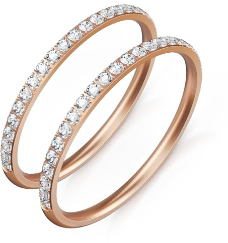 Stack Rings für Oura Ring 5/Gen 4/4 Keramik/Gen 3/RingConn/Ultrahuman | 2-Stück 14K Goldlegierung Stacking Ringe Zirkonia Simulierte Diamant Frauen, für Oura/RingConn/Ultrahuman/Samsung Galaxy Ring