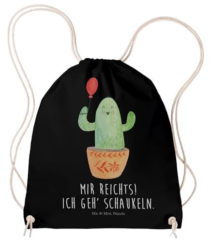 Mr. & Mrs. Panda Sportbeutel Kaktus Luftballon - Geschenk, Gymsack, Kleine Sporttasche, Stress, Sportbeutel Kinder, Kakteen, Beutel Rucksack,