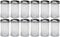 Update International Retro Style Sugar Dispenser/Pourer/Shaker, Glass Jar, Stainless Steel Pour-Flap Lid, 12 oz, Set of 12