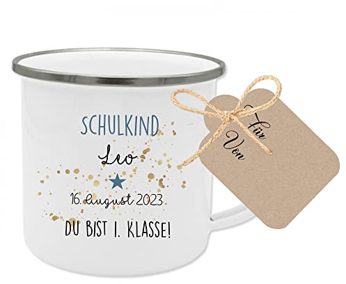 Tasse Einschulung 2025 Junge Geschenk Tasse Schulanfang Name personalisierte Tasse mit Namen, Datum Spruch Einschung Tasse Schulkind Tasse Einschulung Geschenk Kinder Manufaktur Liebevoll