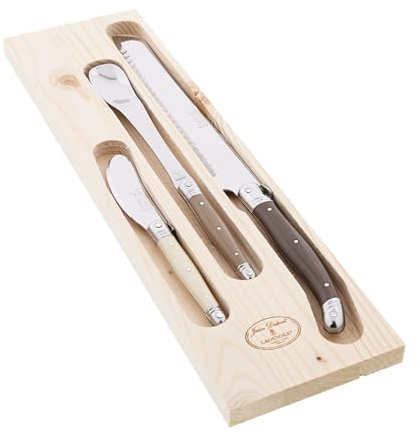 Jean Dubost Laguiole 3-Piece Breakfast Set, Linen Handles