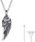 Richsteel Collier Aile d’Ange,Crémation Urne « Rose Aigle Aile » Collier de Cendre Pendentif en Acier Inoxydable Ton Argenté Bijou Commémoratif 18K Frêne Porte Memorial (Entonnoir Kit Inclus)
