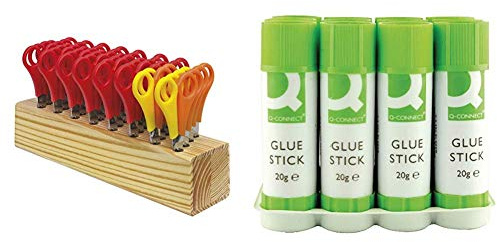 Westcott Education Childrens Scissors Assorted color &Q-Connect Glue Sticks KF10505Q, 20 g - Pack of 12