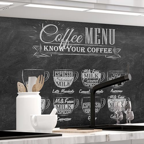 Stickerprofis Küchenrückwand Matt selbstklebend - BISTRO MENU - 1,8mm, Hartkunststoff, alle Untergründe, Spritzschutz, PREMIUM 60 x 400cm