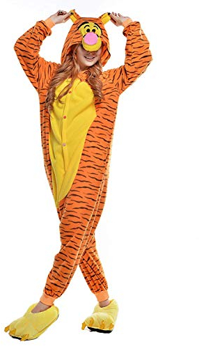 Venaster Cosplay Pyjamas Erwachsene Unisex Animal Cosplay Overall Pajamas Anime Schlafanzug Jumpsuits Spielanzug Kostüme (Small, Tigger)