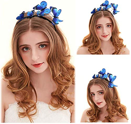Miya Wunderschöne Schmetterling Haarreif, Kopfbedeckung, Schmetterling Stirnband, Haarschmuck, kreative Haarband für Fasching Kostüm, Geburtstag, Schmetterling Accessories (Blau)