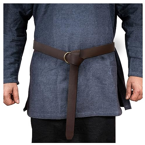 HiiFeuer Mittelalter PU Leder Ring Gürtel, Retro Renaissance Nieten Gürtel für LARP, Ren Faire & Halloween (Braun A)