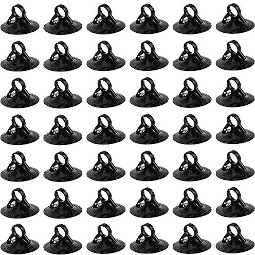60 Piezas Ventosas, Ventosas de Plástico, Ventosas para Ventana de Coche, 45 mm Ventosas Sin Ganchos para Ventanilla, Espejo de Maquillaje, Vidrio, Baño, Cocina (Negro)