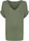 WearAll Women's New Plus Size Womens Short Turn Up Sleeve Baggy Plain Top Ladies V-Neck T-Shirt Khaki 12-14