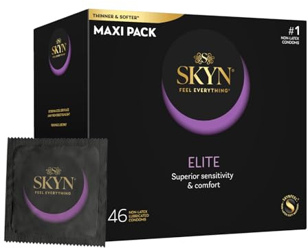 SKYN Elite Ultra Thin Lubricated Latex Free Condoms Value Pack, 46 Count