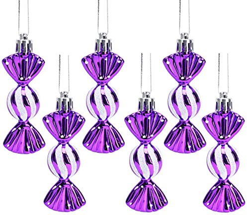 Christmas Concepts® Packung mit 6-8cm Mini-Kugeln in süßer Form – Glänzend & Glitzerverziert – Christbaumschmuck (Lila)
