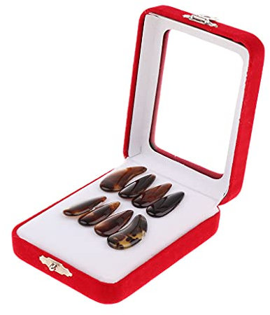 SM SunniMix Gu Zheng Finger Picks Chinese Zither Nails Guzheng Bühnentraining 8 Stücke, Mittel