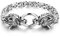 PiercingJak Herren Armband Wikinger Fenris Wolf Armkette Königskette 7mm Breit Edelstahl Wolfskopf Byzantine Chain Armreif Kettenarmband Nordisch Keltischer Biker Schmuck für Männer, 22cm