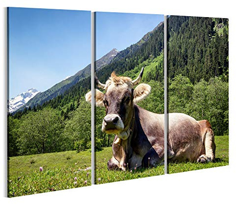 Bild auf Leinwand Kuh An Der Alpen Wandbild Poster Kunstdruck Bilder