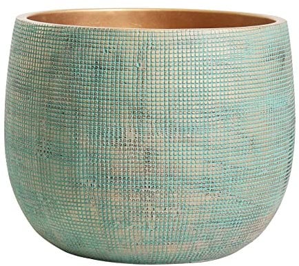 Olly & Rose Bali – Pot de Fleurs en céramique Vert doré – Grand 25 cm – Jardinières d'intérieur et d'extérieur (Vert et doré Grand)
