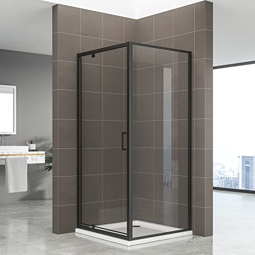 IBEABLACK Cabine de douche H 190 cm porte pivotante verre 6 mm transparent 80 x 80 cm