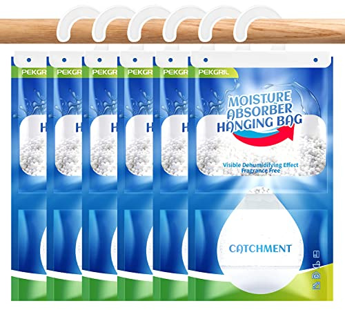 PEKGRIL 6 Packs of Moisture Absorption Bags for Hanging Dehumidifiers, 15 Oz, Odourless, for Closet, Bathroom, Kitchen, 420g/Pack