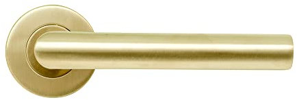 MICEL - 05651 - Juego de Manilla con Roseta (53 mm) y Maneta de ángulo recto, Material acero inoxidable, Color dorado PVD, 148 x 53 x 70 mm