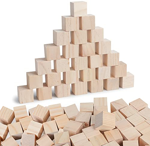 SOSMAR 100 Stück 20x20x20mm Blanko Würfel Bastel Holz Holzwürfel 2cm Holzklötzchen zum Basteln, Natürliche Holzblöcke Holzrohlinge zum Bemalen, Holz Deko, DIY Handwerk etc.