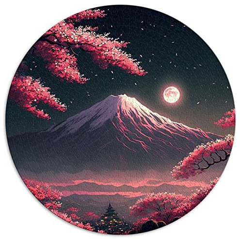 Puzzle 1000 Pièces Fleurs de Cerisier Japonais - Rond pour Adultes et Enfants - en Carton - Décoration Familiale (67,5x67,5cm)