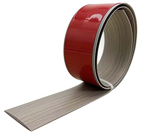 Übergangsprofil Selbstklebend, 5cm Vinyl Boden Abdeckleiste Übergangsleiste Ausgleichsprofil Böden Übergangsschiene Bodenprofil zum Kleben für Fliesen Laminat & Parkett, Türschwelle (Eiche Grau,10M)