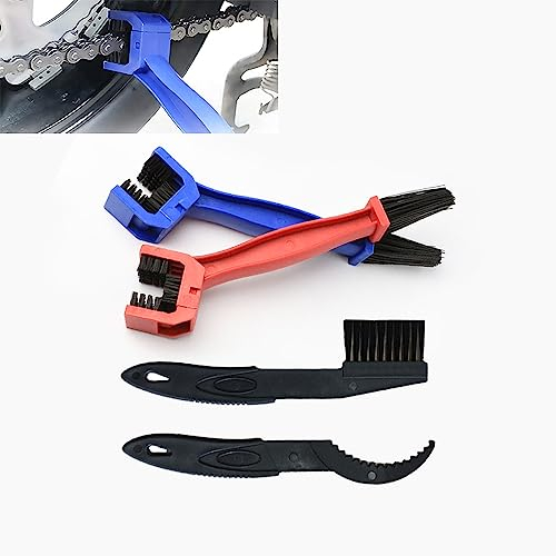 Quixotical 4 Pcs Bicycle Chains Brush Kit, Bike Chain Cleaning Tool Set, Bike Cleaning Kits, for Mountain Bike, Bicycle, Motorcycle, Folding Bike Sprocket Dirty Cleaning