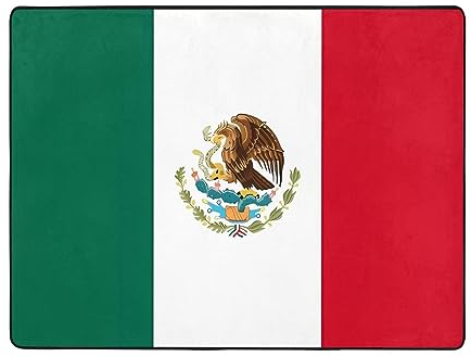 BHCASE Flanell-Teppich, 160 x 121,9 cm, weich, langlebig, und rutschfest, für Wohnzimmer, Büro, Couchtisch, Flagge von Mexiko