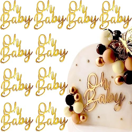 Oh Baby Cake Topper Für Babyparty Und Geburtstag - Tortendeko Acryl Gold - Kuchendekoration Für Mädchen Und Junge