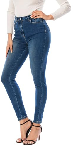 Ecupper Vaqueros Skinny Mujer Cintura Alta Estirables | Vaqueros skinny mujer cintura alta, elásticos, 5 bolsillos, cremallera, algodón cómodo. Ideal diario y ocio