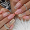 24PCS Medium False Nails with Glue Stickers,Coffin Full Cover Acrylic Press on Nails no Glue,Orange Gradient Glitter French Fake Nails for Women and Girls Nail Art.