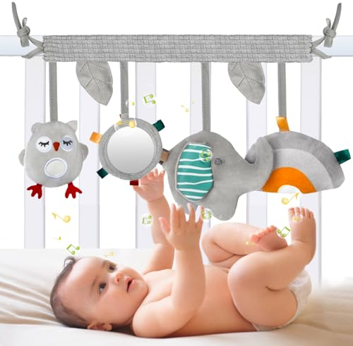 Aolso Activity-Spirale Spielzeug, Kinderbett Spiralspielzeug, Babyschale Spielzeug Aufhängen an Babyschale, Wiege, Für Babys und Kleinkindern ab 0+ Monaten, Reise Aktivität Spielzeug (Elefant)