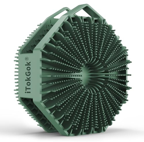 iTokGoK® Spazzola esfoliante per il corpo 2 in 1 con infuso di argento, in silicone, spazzola esfoliante per il corpo, spazzola esfoliante per il corpo, per tutta la pelle, per la doccia, schiuma