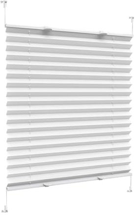 Plissee nach Maß zum Kleben, 25 x 200 cm Sicht- und Sonnenschutz, Sonnenschutzrollo Rollo ohne Bohren zum Kleben, für Fenster & Balkontür, Weiß