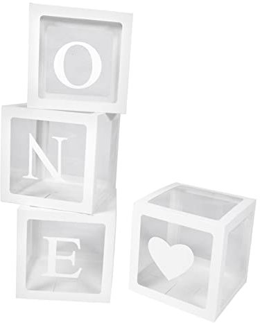 Toyvian 4 Stück Ballon-box Zum 1. Geburtstag Junge Elmo-geburtstagsparty-zubehör 1. Geburtstagsdekoration Für Jungen Erster Geburtstag Willkommen Weiß Baby Papier Briefkasten