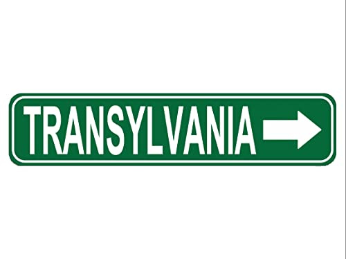 Transsilvanien Straßenschild, hochwertiges Metallschild, Siebenbürgen Schild, Neuheit Schild für Bauernhaus, Garage, Wanddekoration, Blechschild, 40,6 x 10,2 cm