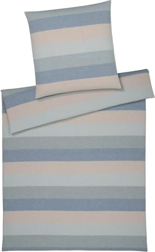 elegante Halbleinen Bettwäsche Glee Aqua 1 Bettbezug 200 x 220 cm + 2 Kissenbezüge 80 x 80 cm