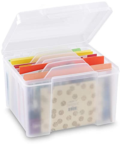 Dasing Organizador de tarjetas de felicitación y caja de almacenamiento, organizador de fotos con 6 separadores ajustables para vacaciones, cumpleaños, tarjetas, fotos, manualidades, etc