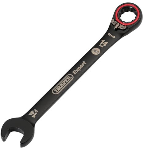 Draper 03904 Expert HI-TORQ Metric Reversible Ratchet Combination Spanner, 14mm, Black