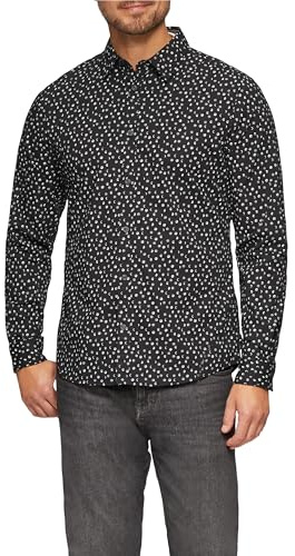 s.Oliver Slim Fit: Gemustertes Popeline-Hemd mit Kentkragen