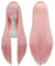IMISSU 80 cm langes glattes Naturhaar Cosplay Perücken mit Pony Bunt Halloween Kostüm Party Perücke Haarverlängerungen (Helles Pink)