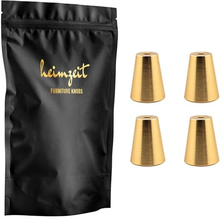 heimzeit Tiradores de Armarios y Cómodas de Aluminio para Puertas y Cajones [4 Piezas, Redondo] Color: Oro, Diseño Elegante, Pomos Armario con Manija de un agujero con tornillos